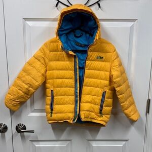 Stio Yellow and Blue Kids Puffer Jacket